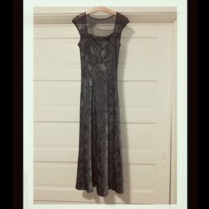 Vintage Dark Gray Black Long Night Gown Slip Dress